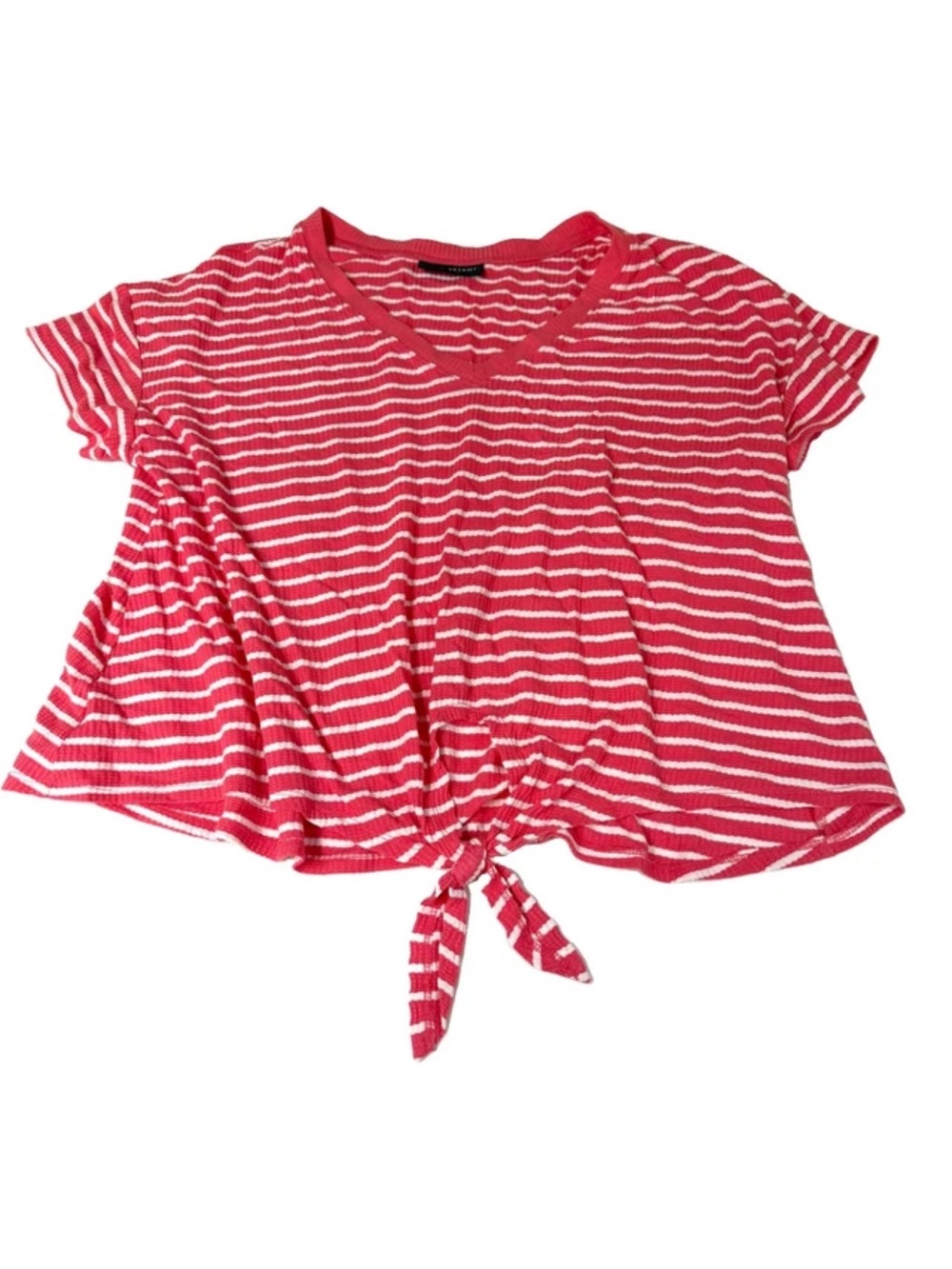 Lane Bryant Women’s Size 18/20 Short Sleeve Shirt Top Pink White Stripes #4253
